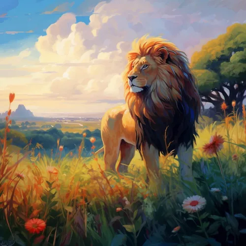 SKMN Kits de pintura por números sobre lienzo, león animal de acuarela, paisaje de bosque de fantasía, kits de pintura acrílica para bricolaje, 006