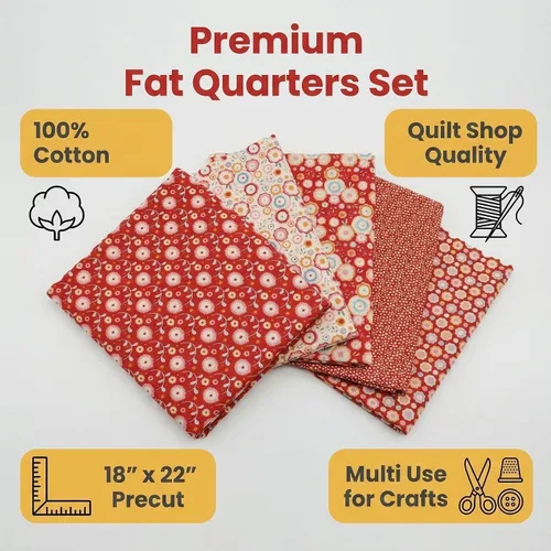 Miniatura 6 de iNee Paquetes de Tela para Cuartos Gruesos, Tela de Algodón Precortada en Cuadrados para Coser y Acolchar, 18 x 22 pulgadas, Rojo