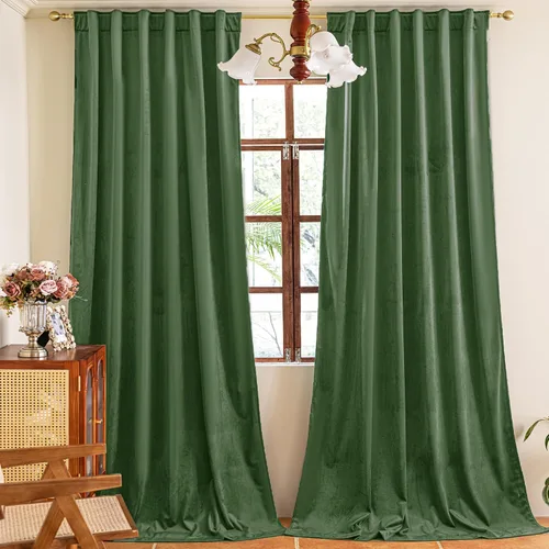 Miniatura 18 de YOFUN Cortinas de terciopelo negro de 84 pulgadas de largo, con pestaña trasera, paneles de protección de privacidad