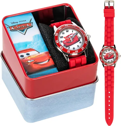 Miniatura 5 de Disney Reloj para enseñar la hora a niños CZ1009 Cars Rayo McQueen Reloj circular con correa de hule roja