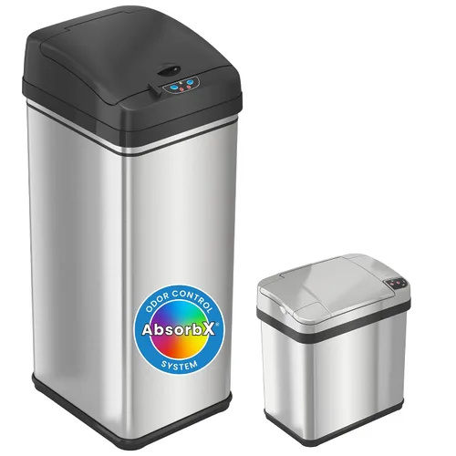 Miniatura 13 de iTouchless Bote de basura automático de 13 galones con tecnología sensor 2.0 y filtro de olor, diseño delgado y sin contacto, ahorro de espacio