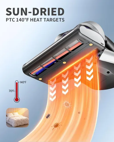 Miniatura 4 de Jimmy Aspiradora de colchón, aspiradora de cama antialergénica con luz UV-C y tecnología de alta temperatura, aspiradora portátil de 14 kPa y 480 W