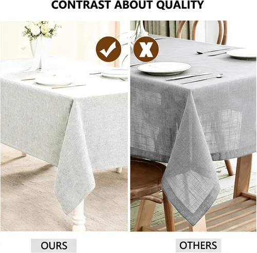 Miniatura 61 de Mantel para mesa rectangular de 55x71 pulgadas, de lino sintético, resistente a las arrugas e impermeable, color beige, para cocina, comedor