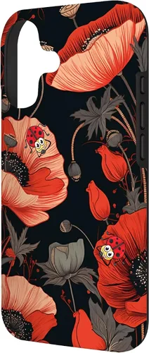 Miniatura 2 de Poppy Flower Ladybug Red & Black Pattern Case for iPhone 17