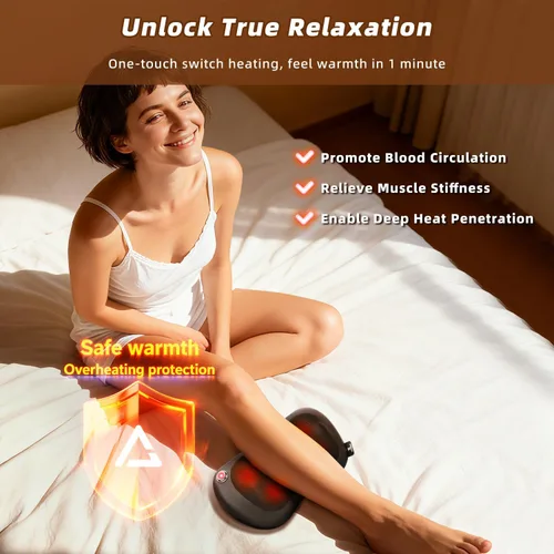 Miniatura 4 de Zenopax Shiatsu Masajeador de cuello y espalda con calor, almohada eléctrica recargable inalámbrica para aliviar el dolor muscular, amasamiento