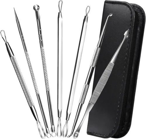 Teenitor Kit de herramientas para reventar espinillas 7 en 1, removedor de puntos negros, extractor de espinillas, extractor de comedones para cara