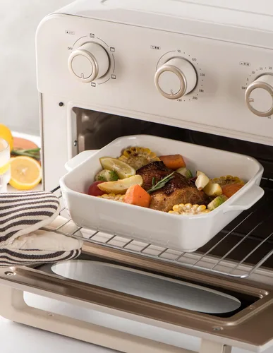 Miniatura 5 de Onniyor Platos pequeños de cerámica para hornear, sartenes cuadradas con asas, sartenes para brownie para cocinar, cazuelas, moldes para pasteles