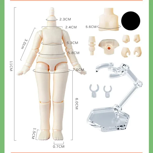 Miniatura 7 de Cuerpo de Muñeca BJD a Escala 1/12 9.6cm/11cm YMY2 Cuerpo para Figuras de Acción de Reemplazo Accesorios para Muñecas (Rosa Sakura, 11cm)