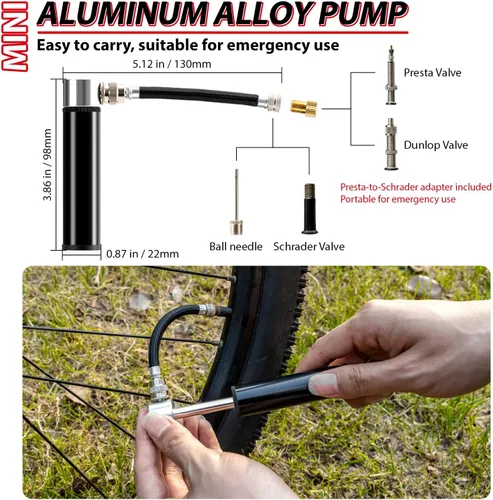 Miniatura 5 de Kit de herramientas de reparación de bicicletas con mini bomba y 10 puntas magnéticas, multiherramienta de aleación para bicicleta, MTB, ciclismo