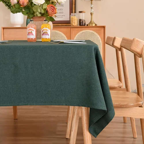Miniatura 28 de Mantel rectangular de 55 x 95 pulgadas, impermeable, resistente a las manchas y a las arrugas, lavable, mantel de lino sintético resistente, mantel