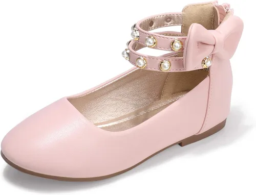 PANDANINJIA Jessica Pearl Bow Ballet Flats Zapatos Doble Tobillo Correa Vestido Bailarina Plana Mary Jane