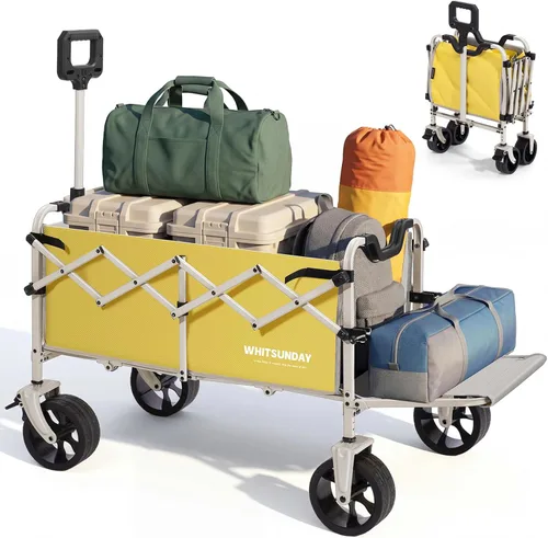 Miniatura 8 de Whitsunday Carro plegable 2 en 1, carros utilitarios resistentes con ruedas grandes todo terreno para campamento, jardín, playa, deportes