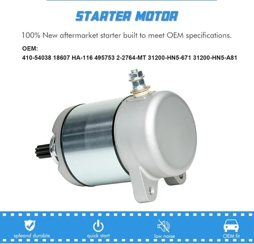 Miniatura 2 de Reemplazo del motor de arranque para Honda TRX350FE TRX350FM TRX350TE TRX350TM Rancher 2000-2006 ATV UTV 410-54038 18607 HA-116 495753 2-2764-MT