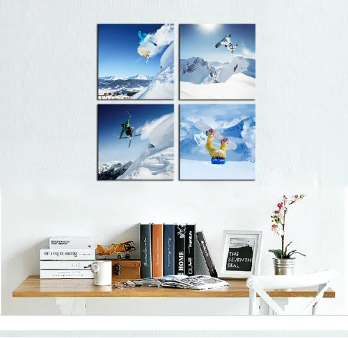 Miniatura 2 de LevvArts Lienzo decorativo para pared, diseño de paisaje de montaña de nieve, lienzo impreso con marco y fácil de colgar, arte moderno