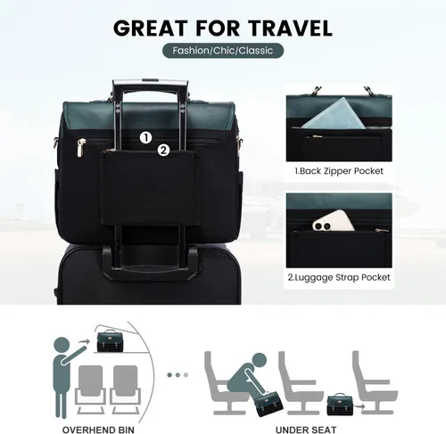 Miniatura 5 de LOVEVOOK Bolso para laptop para mujer, de 15.6 pulgadas con gran capacidad, maletín para computadora, bolso cruzado de hombro, bolsas para oficina
