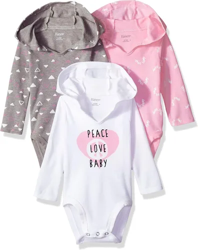 Hanes Body de manga larga para bebé, sudadera con capucha para niños y niñas, paquete de 3