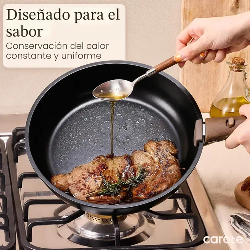 Miniatura 6 de CAROTE 19 piezas ollas y sartenes antiadherentes, juegos de utensilios de cocina con mango desmontable, ollas y sartenes de cocina de inducción
