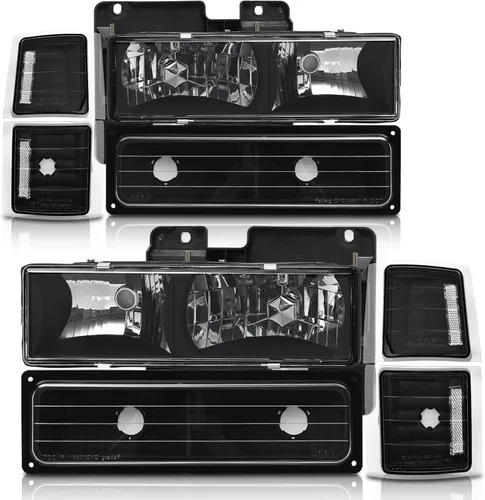 Miniatura 10 de 94-98 Chevy C/K 1500 - Faros delanteros cromados IP65 Waterproof, DOT/SAE, OE 5977459/5977460, HB3+HB4 Bulbs Not Included, Composite Headlamp