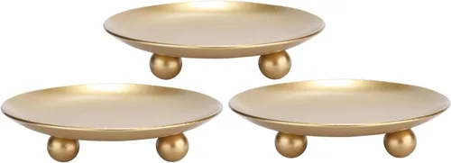 Portavelas de placa de hierro, dorado, portavelas de pilar de hierro decorativo, juego de 3, soporte de vela para velas de cera