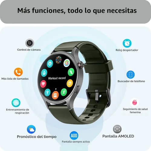 Miniatura 7 de Reloj inteligente para hombres y mujeres, responder/hacer llamadas, rastreadores de actividad con pantalla ultra clara AMOLED con monitor
