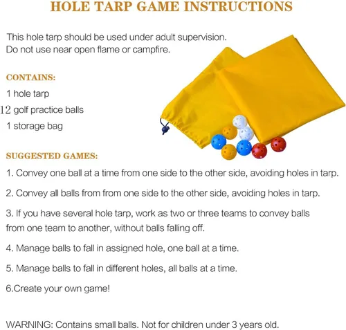 Miniatura 5 de Sonyabecca Yellow Hole Tarp Team Building Games for Work with 8 Pcs Team Building Ball for Teamwork Group Learning Fun
