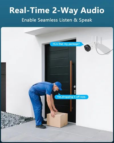 Miniatura 2 de Sistema de cámara de seguridad inalámbrica 4K para exteriores, largo alcance +76% WiFi, cámaras de antenas duales y NVR de 4 antenas, detección