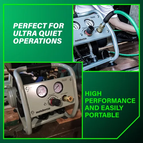 Miniatura 8 de Metabo HPT Compresor de aire silencioso, compresor de aire portátil sin aceite de 1 galón, funcionamiento ultrasilencioso a 59 dB, acoplador rápido