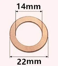Miniatura 2 de M14 - Anillo de sellado de cobre para arandela plana, diámetro interior de 0.55 pulgadas, diámetro exterior 0.86 pulgadas, grosor de 0.079 pulgadas