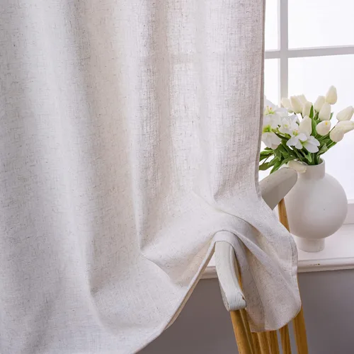 Miniatura 4 de Beda Home - Paneles de cortina con textura de lino para cocina, sala de estar, filtrado de luz, paneles cortos rústicos para ventanas pequeñas