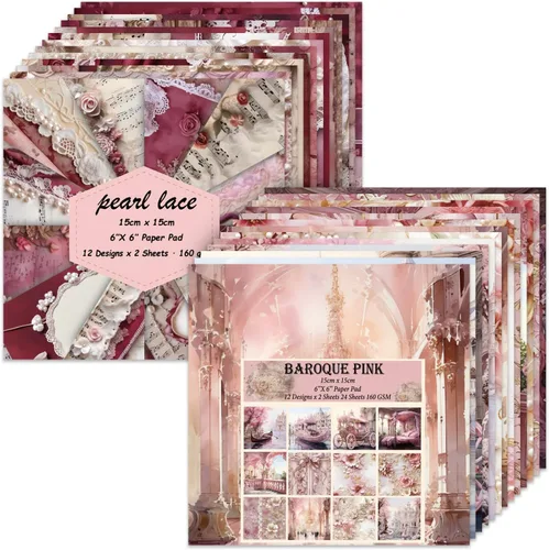 Miniatura 13 de 24 hojas de papel para álbumes de recortes de 6x6 pulgadas, 160GSM, paquete de papel decorativo de una sola cara, suministros para diario, cartulina