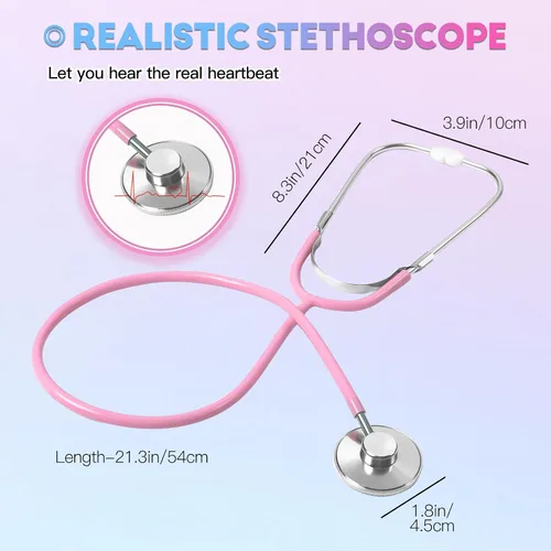 Miniatura 6 de Phobby Juguete de estetoscopio para niños, paquete de 10 juguetes de estetoscopio de trabajo real para niños pequeños de 3, 4, 5, juego de doctor