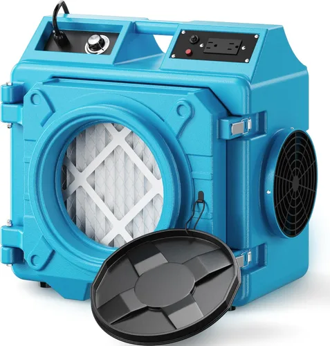 Miniatura 9 de Depurador de aire con filtración de 3 etapas, máquina de aire negativo apilable de 550 CFM para uso industrial y comercial, limpiador de aire Azul