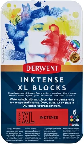 Miniatura 3 de Derwent Inktense - Bloques XL de 6 latas, juego de 6, bloques extra grandes de 2.36 pulgadas, solubles en agua, ideal para dibujar, dibujar y hacer