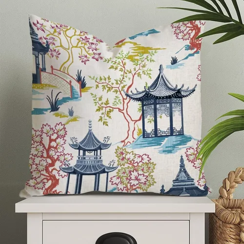 Miniatura 133 de ArogGeld Fundas de Almohada Euro Sham Florales Verde y Blanco Gris Estilo Chinoiserie Funda de Almohada Asiática Funda de Cojín Decorativo 18x18