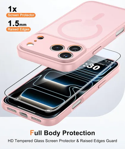 Miniatura 721 de FNTCASE Funda para iPhone 17 Pro: Fundas delgadas translúcidas de color azul claro compatibles con MagSafe, protección completa de la cámara