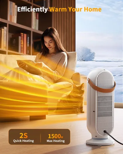 Miniatura 2 de Calentadores de espacio para uso en interiores, calentador eléctrico portátil de 16 pulgadas para oficina, calentador de espacio de calentamiento