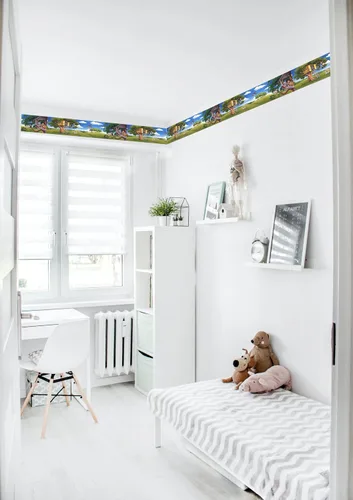Miniatura 4 de CONCORD WALLCOVERINGS ™ Papel tapiz infantil con borde para niños, casas de árboles, perros para sala de juegos, dormitorio, verde, azul, blanco