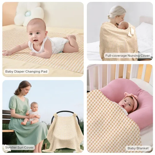 Miniatura 7 de SERAPHY Fundas de asiento de automóvil 100% muselina de algodón para bebés, funda universal para asiento de automóvil de bebé, cubierta de asiento