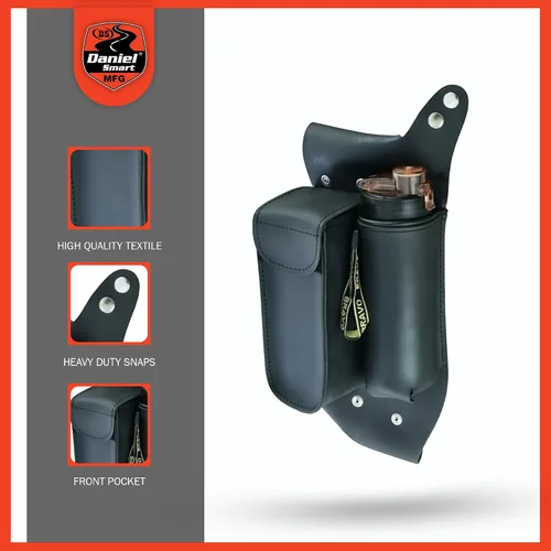 Miniatura 4 de Daniel Smart - Bolsa de cuero para motocicleta con barra de choque, lado derecho, bolsa para sillín, con soporte para botella de agua y cierre