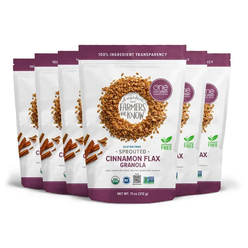 Miniatura 13 de One Degree Organics - Cereal de granola de lino de avena germinada y canela, sin glifosato, orgánico USDA, sin gluten, sin OMG, vegano, aderezo
