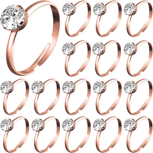 Whaline 72 anillos de diamantes para despedida de soltera, anillos de compromiso ajustables para decoración de mesa de boda, juego de despedida de