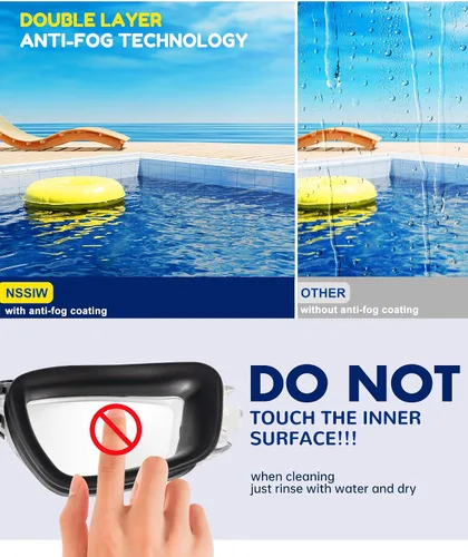 Miniatura 6 de NSSIW Gafas de natación para niños de 6 a 14 años, antiniebla con UV400 y sin fugas, campo de visión ultra amplio, paquete de 3 Negro