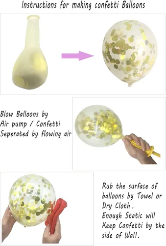 Miniatura 4 de Globos de confeti de oro rosa y rosa - 50 unidades, 12 pulgadas, para decoraciones de fiesta de cumpleaños