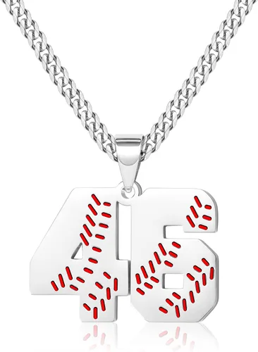Miniatura 26 de Btysun Collares de béisbol de béisbol número 0-99 dijes de acero inoxidable para hombres, regalos de béisbol, papá, marido, regalo de Navidad
