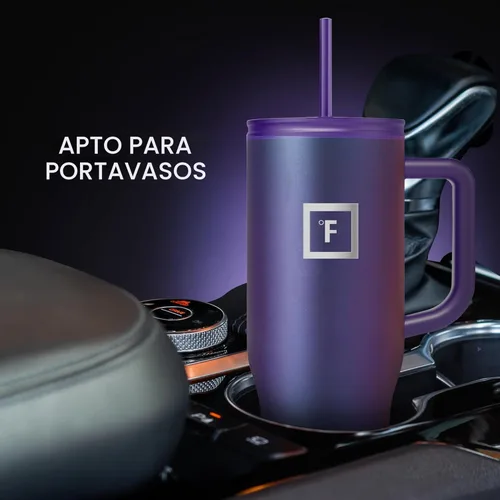 Miniatura 6 de IRON °FLASK Co-Pilot - Vaso aislante de 40 onzas con pajita y tapas abatibles - Botella con portavasos para bebidas frías o calientes - A prueba