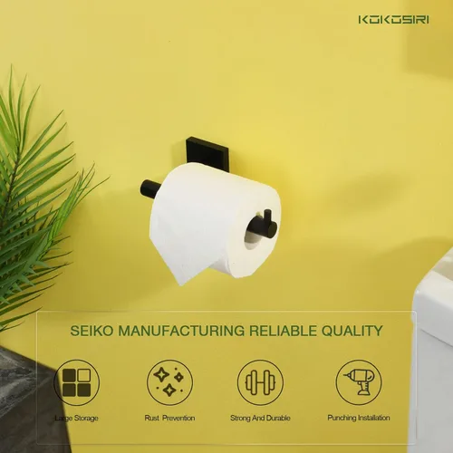 Miniatura 6 de KOKOSIRI Soporte de papel higiénico para baño, soporte para rollo de papel higiénico, soporte Mega Rollos, acero inoxidable negro mate B2005BK