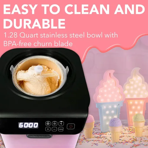 Miniatura 5 de Whynter Máquina automática para hacer helados, vertical de 1.28 cuartos de galón con compresor integrado, pantalla digital LCD y temporizador, sin