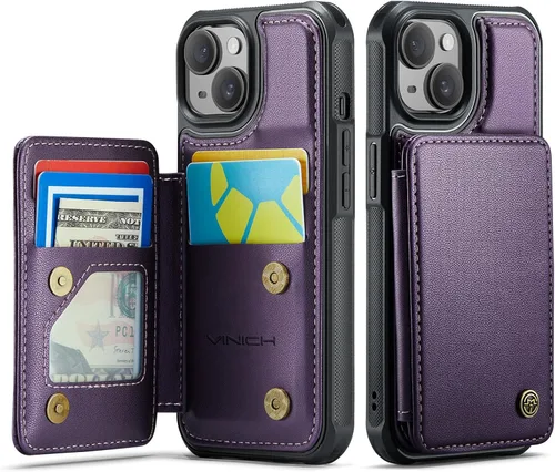 Miniatura 32 de Vinich Funda tipo cartera para iPhone 11 con tarjetero, bloqueo RFID, ranuras de crédito, función atril, a prueba de golpes, para iPhone 11 de 6.1