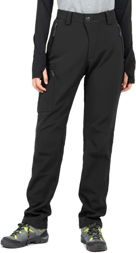 Miniatura 2 de Wespornow Pantalones de senderismo con forro polar para mujer, pantalones de esquí para nieve, resistentes al agua, para exteriores, softshell