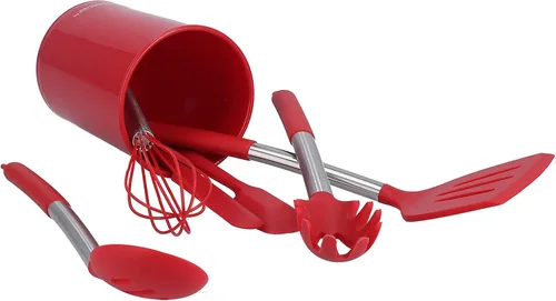 Miniatura 9 de Juego de utensilios de cocina de silicona de 15 piezas con asas de acero inoxidable, espátulas de cocina y cucharas, calor, silicona antiadherente